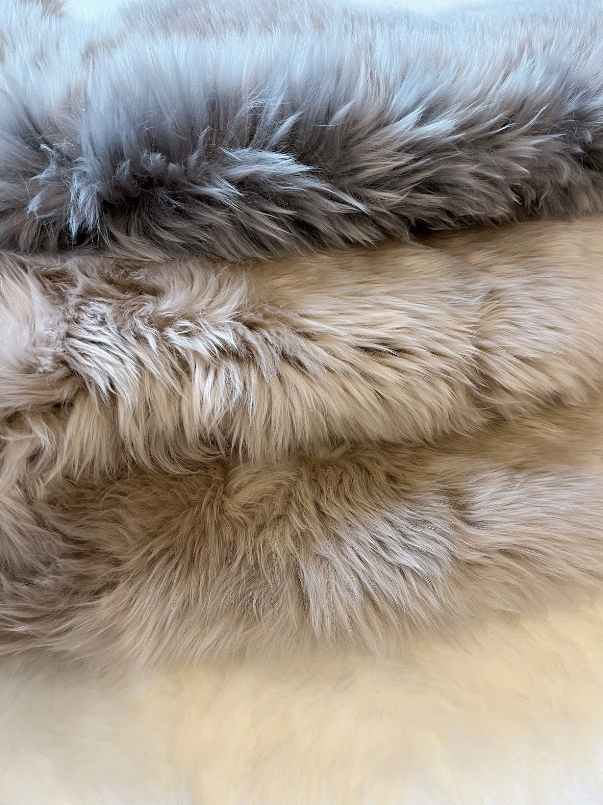 sheepskin rugs in various colours