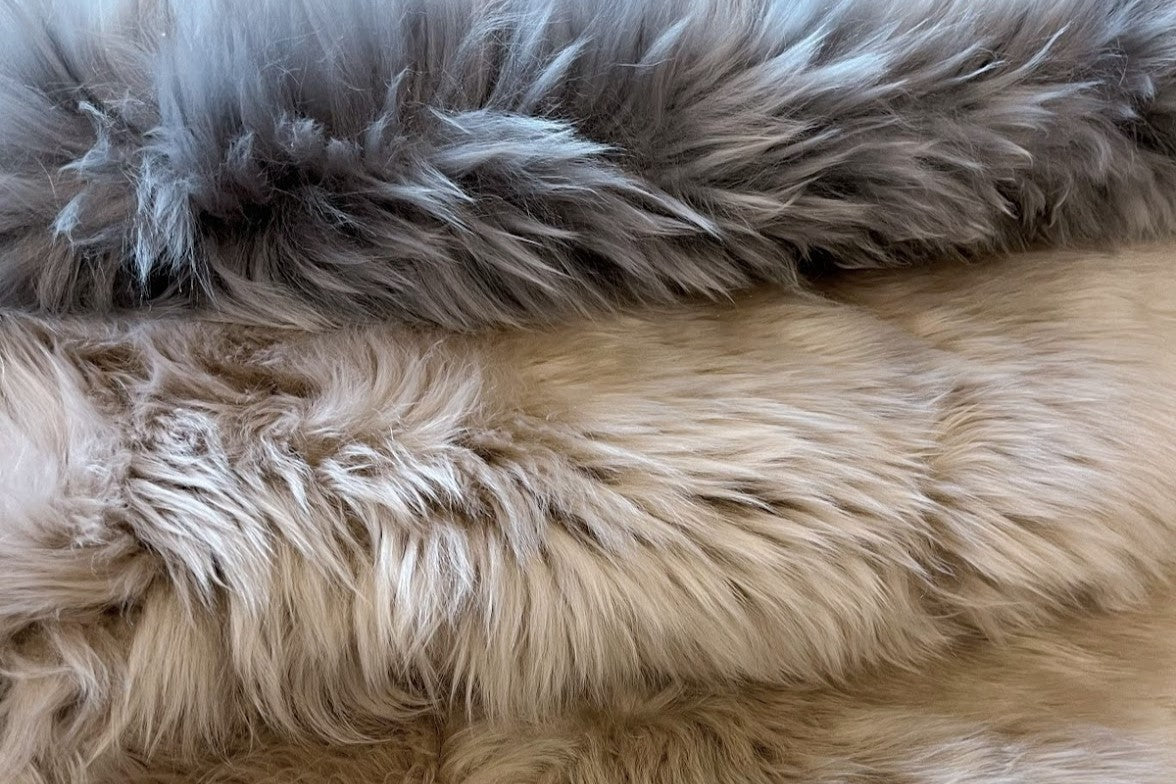 premium sheepkin wool rugs with long fur in various colours made from 100% australian wool