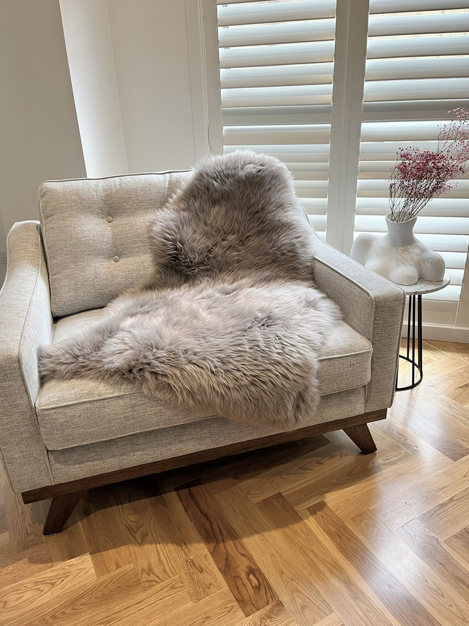 lana-premium sheepskin rug malt on lounge chair home decor